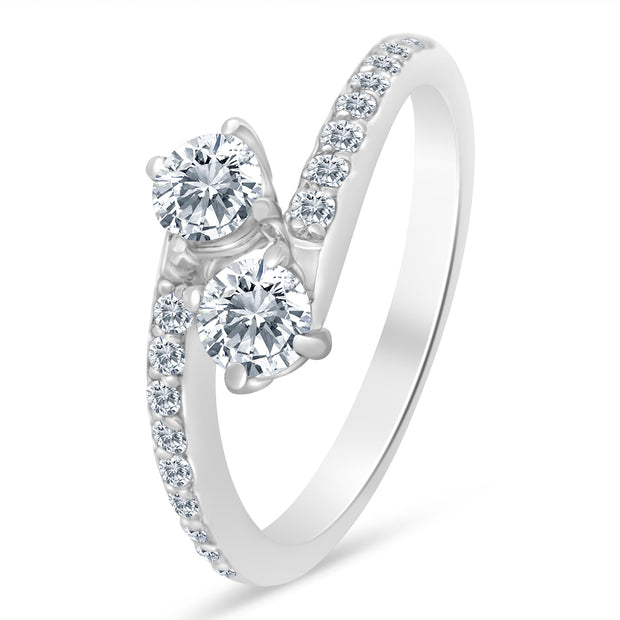 5/8ctw Diamond Two Stone Engagement Ring in 10k White Gold