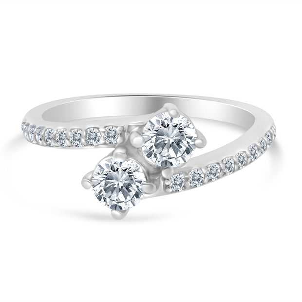 1.00ctw Diamond Two Stone Engagement Ring in 14k White Gold