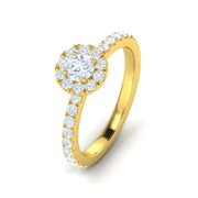 Certified G/I2 1 Carat TW Diamond Halo Set Engagement Ring in 10k Yellow Gold