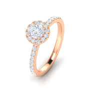 Certified G/I1 1 Carat TW Diamond Halo Set Engagement Ring in 10k Rose Gold