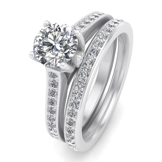 5/8ctw Diamond Halo Bridal Set Engagement Ring in 10k White Gold