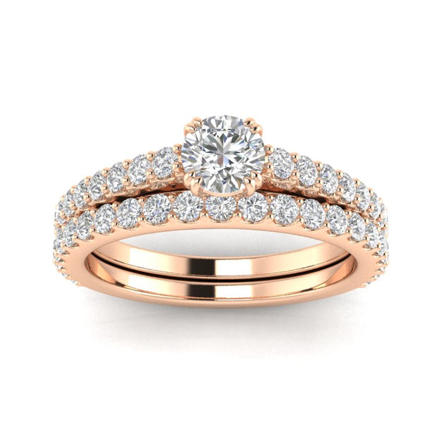 1.00ctw Diamond Engagement Ring Bridal Set in 10k Rose Gold (G-H