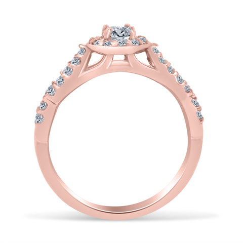 3/4ctw Diamond Infinity Engagement Ring in 10k Rose Gold (J-K, I2-I3)