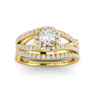 1.00 Carat TW Women's Natural Diamond Bridal Ring Set with Engagement ring and Wedding Band in 10k Yellow Gold