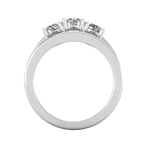 1.50 Carat TW Round Natural Diamond Three Stone Bridal Set Engagement Ring in 10k White Gold