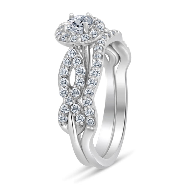 1.10ctw Diamond Infinity Bridal Set in 10k  White Gold