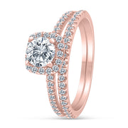 1.00 Carat TW Diamond Bridal set in 10k Rose Gold (G-H Color, I1-I2 Clarity, Engagement ring and Wedding Band)