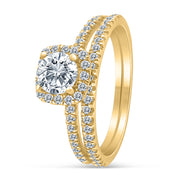 1.00 Carat TW Diamond Bridal set in 10k Yellow Gold (G-H Color, I1-I2 Clarity, Engagement ring and Wedding Band)