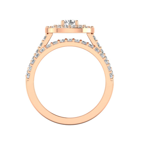 3.00ct Cushion Halo Diamond Engagement Wedding Ring Set 10K Rose Gold