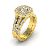 2.00ct Cushion Halo Diamond Engagement Wedding Ring Set 10K Yellow Gold