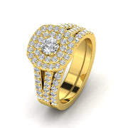 3.00ct Cushion Halo Diamond Engagement Wedding Ring Set 10K Yellow Gold