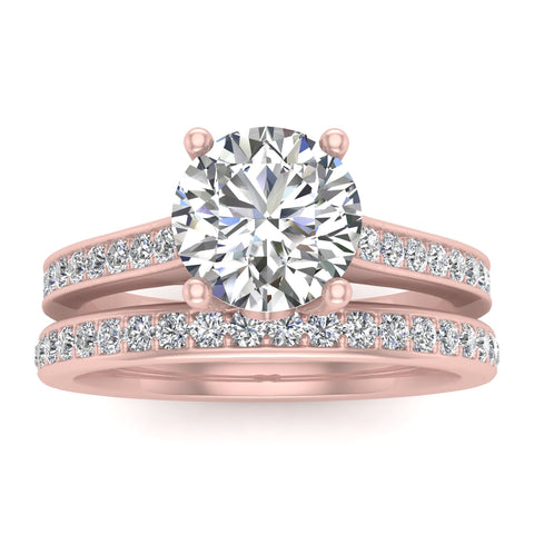 7/8 Carat TW Natural Round Diamond Bridal Set Engagement Ring in 10k Rose Gold