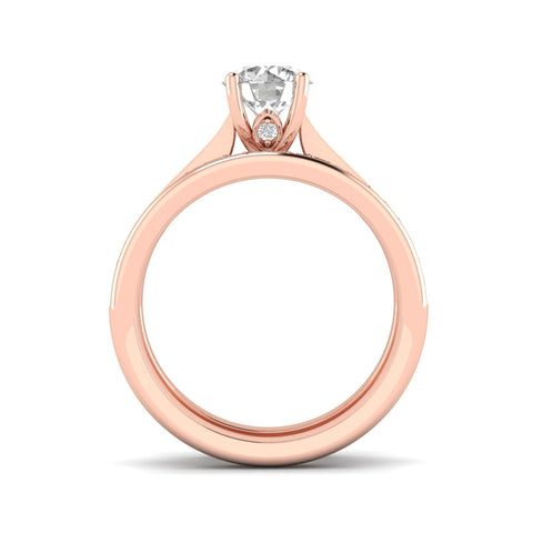 1.10 Carat TW Natural Round Diamond Bridal Set Engagement Ring in 10k Rose Gold