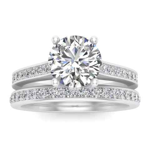 1.10 Carat TW Natural Round Diamond Bridal Set Engagement Ring in 10k White Gold