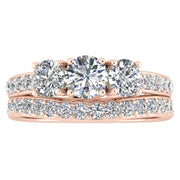 1.50ctw Diamond Three Stone Bridal Set in 10k Rose Gold