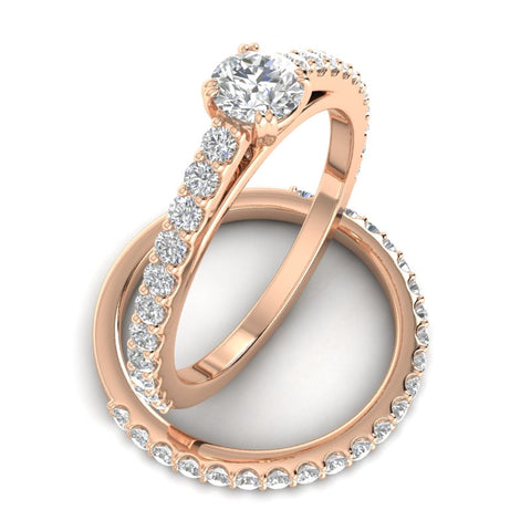 1.00ctw Diamond Engagement Ring Bridal Set in 10k Rose Gold