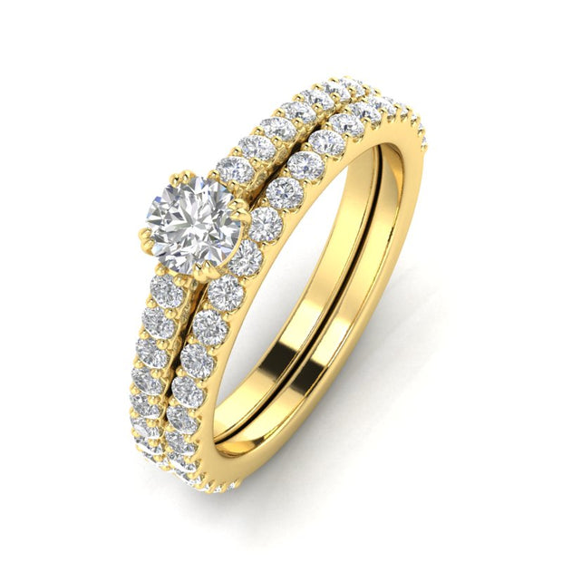 1.00ctw Diamond Engagement Ring Bridal set in 10k Yellow Gold