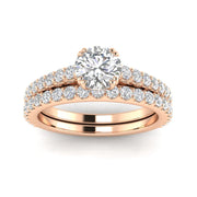 1.50ctw Diamond Engagement Ring Bridal Set in 14k Rose Gold