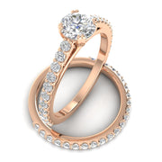 1.50ctw Diamond Engagement Ring Bridal Set in 14k Rose Gold