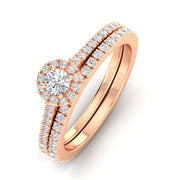 Certified 5/8ctw Diamond Halo Bridal Set Engagement Ring in 10k Rose Gold