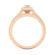 Certified 5/8ctw Diamond Halo Bridal Set Engagement Ring in 10k Rose Gold