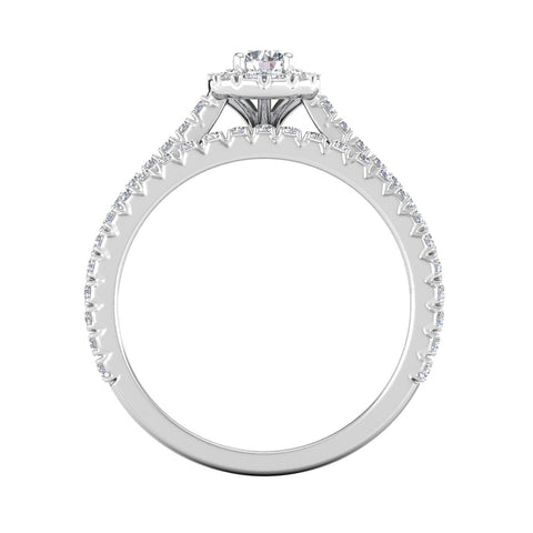 Certified 5/8ctw Diamond Halo Bridal Set Engagement Ring in 10k White Gold