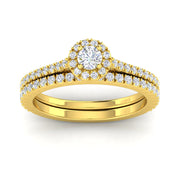 Certified 1.50ctw Diamond Halo Engagement Ring Bridal Set in 10k Yellow Gold