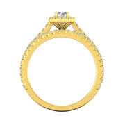 Certified 1.50ctw Diamond Halo Engagement Ring Bridal Set in 10k Yellow Gold