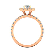 Certified 2.00 Carat TW Diamond Halo Engagement Ring Bridal Set in 14k Rose Gold