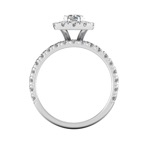 Certified 2.00 Carat TW Diamond Halo Engagement Ring Bridal Set in 14k White Gold