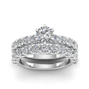 Certified 3.25ctw Diamond Solitaire Engagement Ring Bridal Set in 14k White Gold
