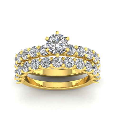 Certified 3.25ctw Diamond Solitaire Engagement Ring Bridal Set in 14k Yellow Gold