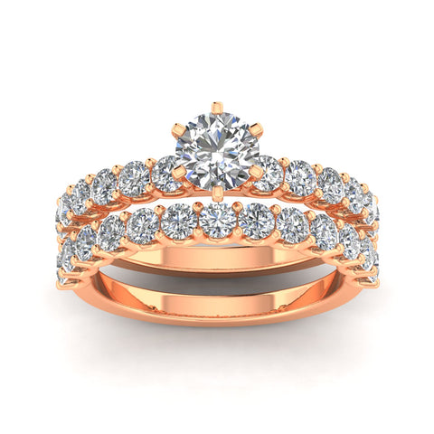 Certified 3.00ctw Diamond Solitaire Engagement Ring Bridal Set in 14k Rose Gold