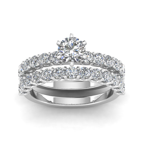 Certified 3.00ctw Diamond Solitaire Engagement Ring Bridal Set in 14k White Gold