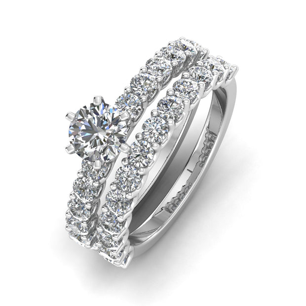 Certified 3.00ctw Diamond Solitaire Engagement Ring Bridal Set in 14k White Gold
