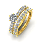Certified 3.00ctw Diamond Solitaire Engagement Ring Bridal Set in 14k Yellow Gold