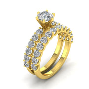 Certified 3.00ctw Diamond Solitaire Engagement Ring Bridal Set in 14k Yellow Gold