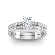 1.00 Carat TW Diamond Solitaire Bridal Set Engagement Rings in 10k White Gold