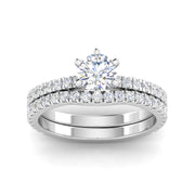 Certified 1 3/8 Carat TW Diamond Solitaire Bridal Set Engagement Rings in 14k White Gold