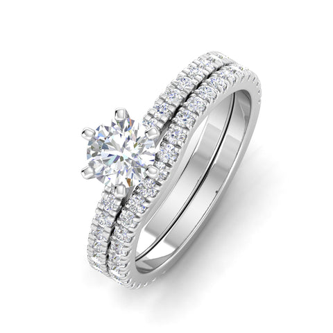 Certified 1 3/8 Carat TW Diamond Solitaire Bridal Set Engagement Rings in 14k White Gold