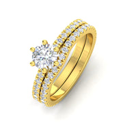 Certified 1 3/8 Carat TW Diamond Solitaire Bridal Set Engagement Rings in 14k Yellow Gold