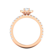 Certified G/I1 1.50 Carat TW Women's Diamond Halo Engagement Ring Bridal Set in 10k Rose Gold