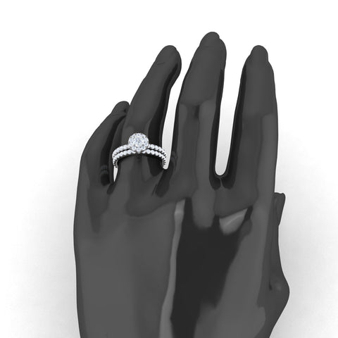 Certified G/I1 1.50 Carat TW Women's Diamond Halo Engagement Ring Bridal Set in 10k White Gold