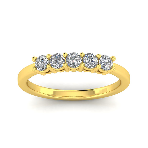 1/2ctw Diamond Five Stone Band in 10k Yellow Gold