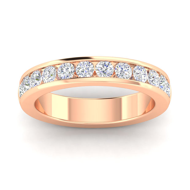 Certified 1.00 Carat TW Diamond Channel Set Wedding Band in 14k Rose Gold