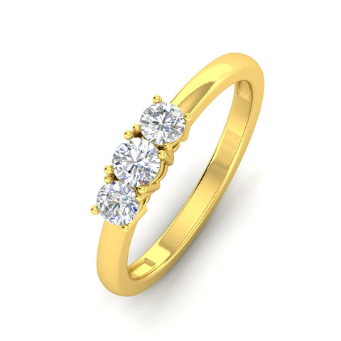 1/2ctw Diamond Three Stone Anniversary Ring in 10k Yellow Gold