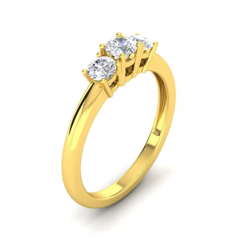 1/2ctw Diamond Three Stone Anniversary Ring in 10k Yellow Gold