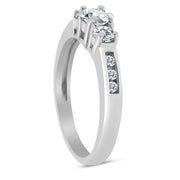 1/2ctw Diamond Three Stone Ring With Side Stones in 10k White Gold