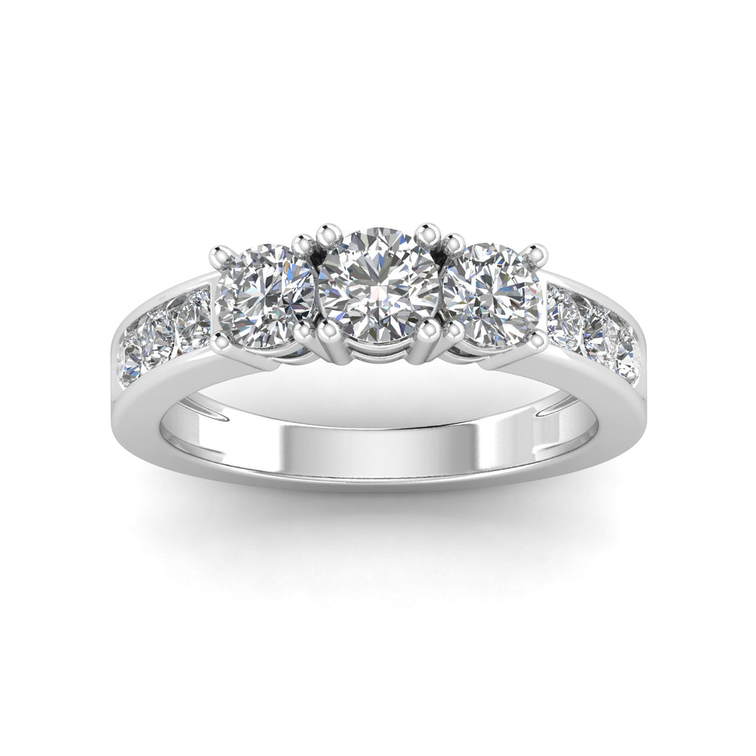 Dainty 10k White Gold Diamond Om Ring - Yoga Meditation Band, Size 5.25