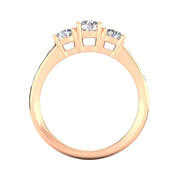 1.50 Carat TW Diamond Three Stone Engagement Ring with Side Stones in 14k Rose Gold